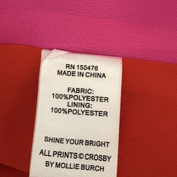 CROSBY by Mollie Burch Colorblock Pink & Red Lightning Bolt Long Sleeve Dress XS - Picture 4 of 8